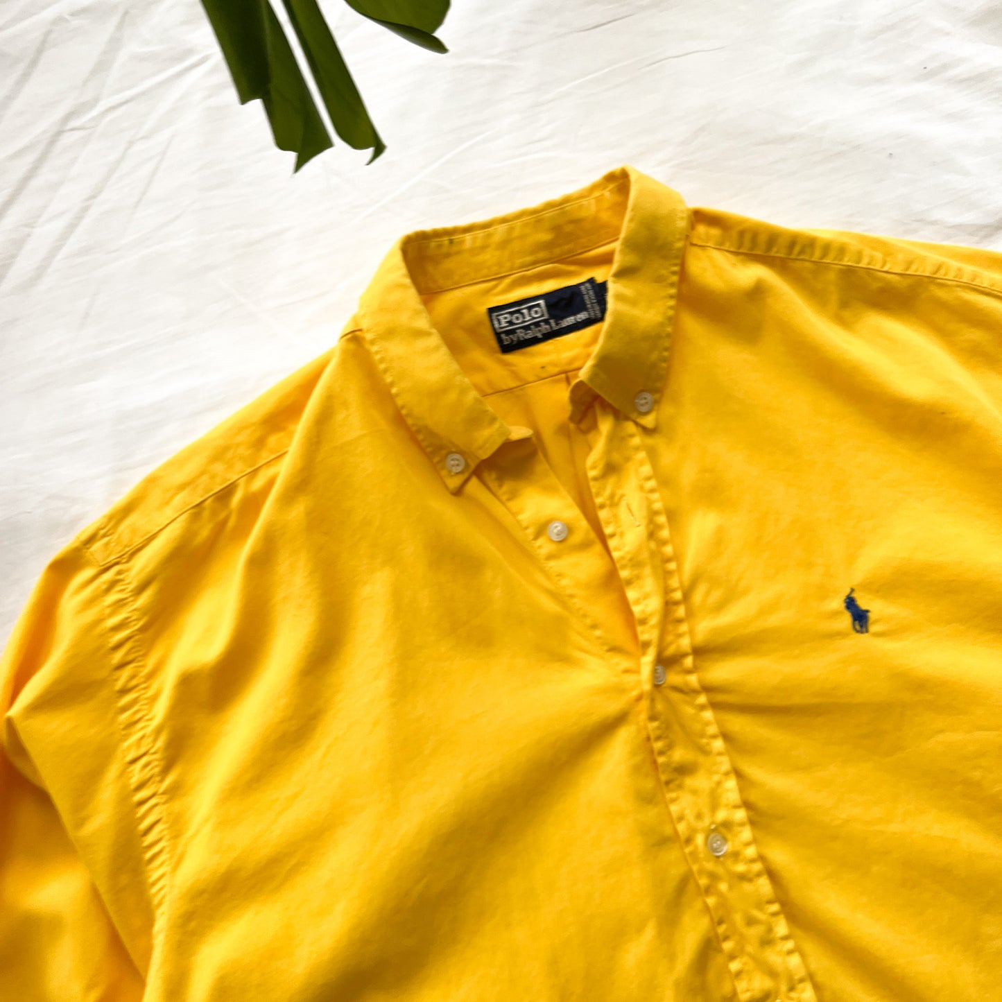 (XL) Ralph Lauren camisa crop vintage yellow