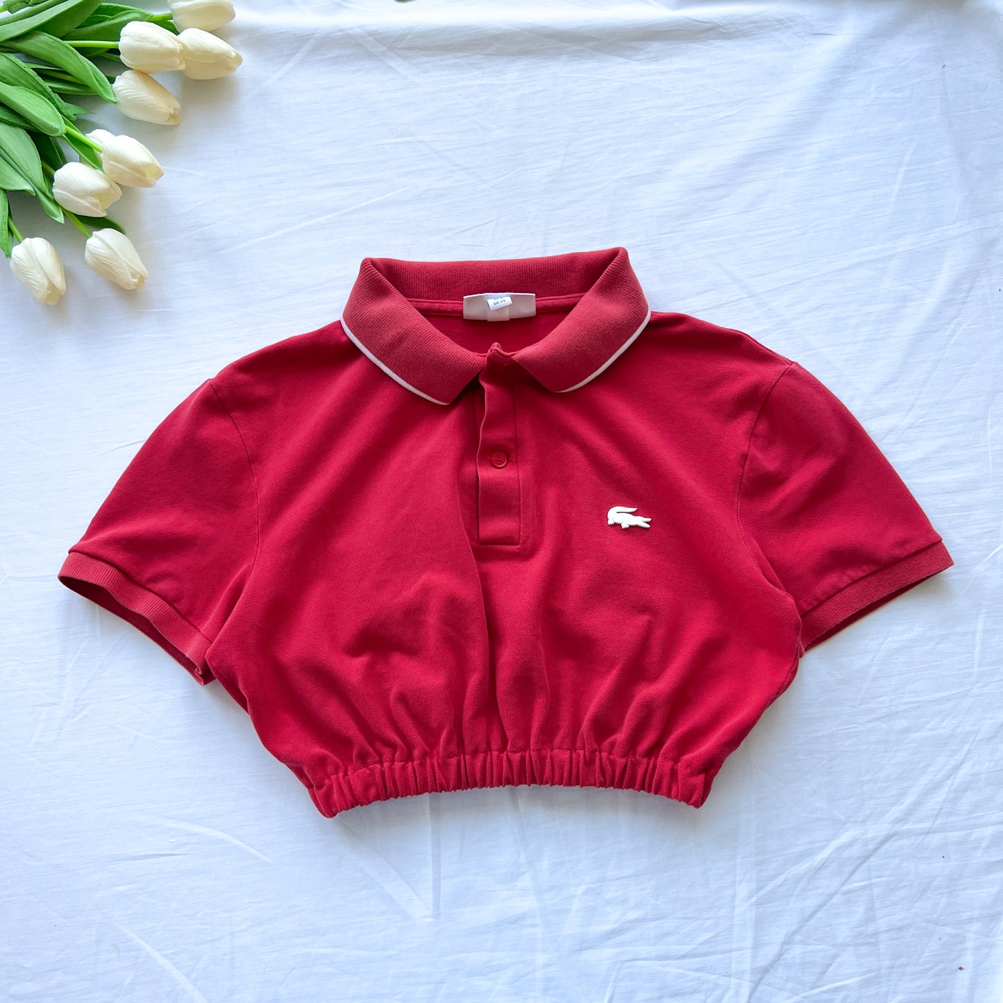 (XS) Lacoste polo crop vintage red